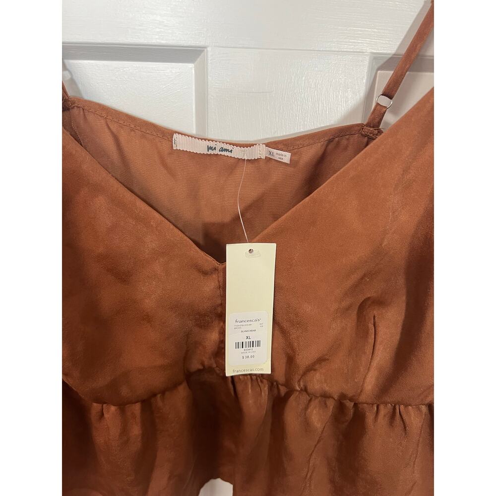 Francesca’s Shannon Satin Babydoll Top NEW Size XL Extra Large‎ Cropped Tank - Picture 2 of 10